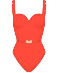 Noire Swimwear - Maillot De Bain Froncé À Taille Ceinturée - Lyst
