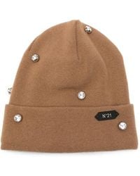 N°21 - Crystal-Embellished Beanie Hat - Lyst