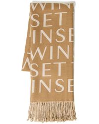 Twinset - Wool Cloth Stole With Logo - Lyst