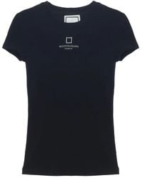 WOOYOUNGMI - Logo-Embroidered Cap-Sleeve T-Shirt - Lyst