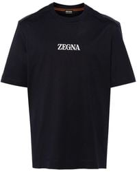 Zegna - T-shirt en coton à logo appliqué - Lyst