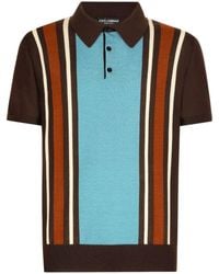 Dolce & Gabbana - Striped Knit Polo Shirt - Lyst