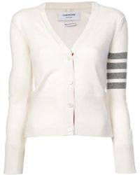 Thom Browne - Striped Sleeve V-Neck Cardigan - Lyst