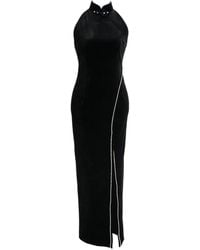 QIPOLOGY - Swan Crystal-Embellished Halterneck Maxi Dress - Lyst