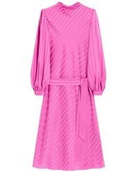 Valentino Garavani - Striped Belted Midi Dress - Lyst