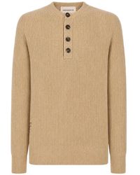Amaranto - Ribbed-Knit Button-Up Sweater - Lyst