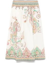 Etro - Jupe Midi Imprimee En Coton - Lyst