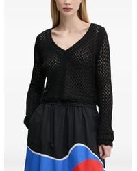 Desigual - Pointelle-Knit V-Neck Sweater - Lyst