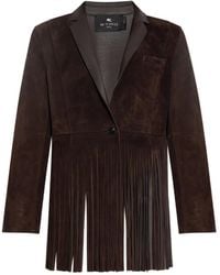 Etro - Single-Breasted Suede Jacket With Fringing - Lyst
