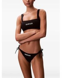 Calvin Klein - Logo-Print Side-Tie Bikini Bottoms - Lyst