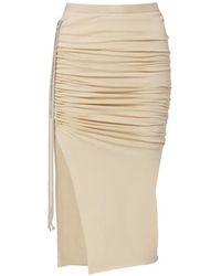 Rick Owens - Edfu Ruched Side-Slit Midi Skirt - Lyst