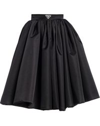Prada Logo-plaque Flared Skirt - Black