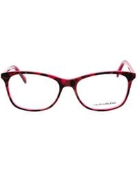 Calvin Klein - Tortoiseshell-Effect Rectangle-Frame Glasses - Lyst