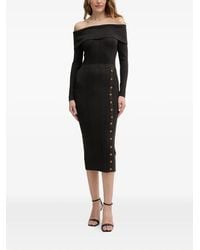 Guess - Off-Shoulder Button Midi Dress - Lyst