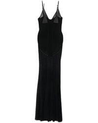 Elisabetta Franchi - Sheer-Panelled Pleated Maxi Dress - Lyst