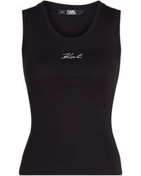 Karl Lagerfeld - Logo-embroidered Ribbed Tank Top - Lyst