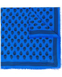 Alexander McQueen Schal mit Totenkopf-Print - Blau
