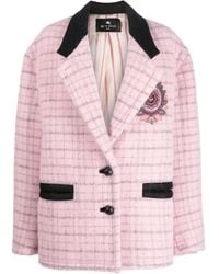 Etro - Floral-Embroidery Virgin Wool-Blend Coat - Lyst