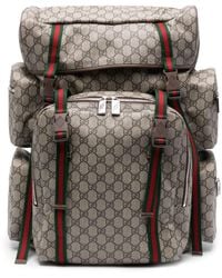 Gucci - GG Supreme Leather-trim Backpack - Lyst