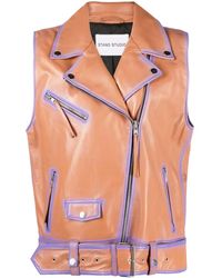 Stand Studio - Contrast-Trim Leather Vest - Lyst