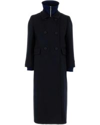 Prada - Double-Breasted Natté Fabric Coat - Lyst