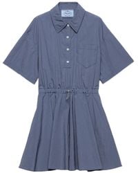 Prada - Short-Sleeved Technical Pongé Dress - Lyst