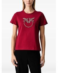 Pinko - Love Birds Crystal-Embellished T-Shirt - Lyst