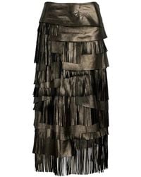 Ralph Lauren - Belinda Fringe-Trimmed Tiered Midi Skirt - Lyst