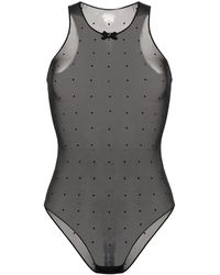 DSquared² - Rhinestone-Embellished Mesh Bodysuit - Lyst