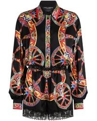 Dolce & Gabbana - Carretto-Print Satin Jumpsuit - Lyst