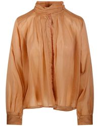 forte_forte - Mock-Neck Gathered Blouse - Lyst