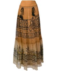 Alberta Ferretti - Long Patterned Skirt - Lyst