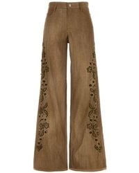 Ermanno Scervino - Floral-Embroidered Wide-Leg Trousers - Lyst