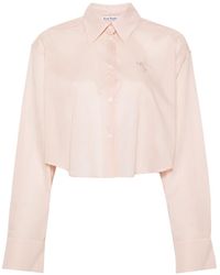 Acne Studios - Logo-embroidered Cotton Crop Shirt - Lyst