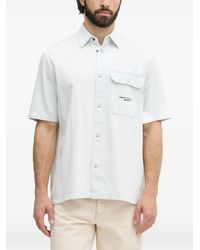 ARMANI EXCHANGE - Pinstripe-Pattern Short-Sleeve Shirt - Lyst