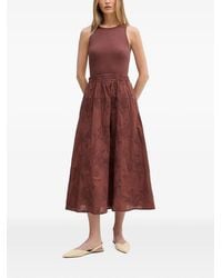 Benetton - Embroidered Sleeveless Midi Dress - Lyst