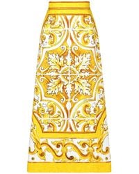 Dolce & Gabbana - Majolica-Print Brocade Calf-Length Skirt - Lyst