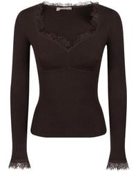 Twinset - Lace-Trim Ribbed-Knit Sweater - Lyst
