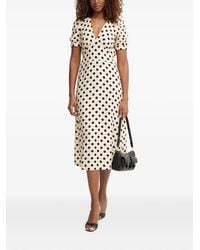 Morgan - Polka-Dot Puff-Sleeve Midi Dress - Lyst
