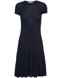 Prada - Short-sleeve Silk Knitted Dress - Lyst