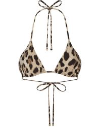 Dolce & Gabbana - Leopard Print Triangle Bikini Top - Lyst