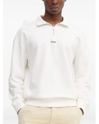 HUGO - Half-Zip High-Neck Sweatshirt - Lyst