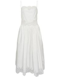 Self-Portrait - Lace Trim Midi Dress - Lyst