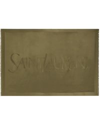 Saint Laurent - Logo Fringed Scarf - Lyst