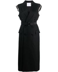 Sacai - Belted Pinstriped Vest Dress - Lyst
