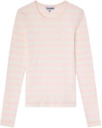 Ganni - Striped Long-Sleeved Top - Lyst