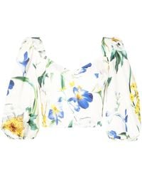 Dolce & Gabbana - Floral-Print Cropped Blouse - Lyst