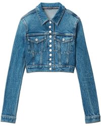 Alexander Wang - Cropped Trucker Jacket In Comfort-stretch Denim - Lyst