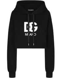 Dolce & Gabbana - Kurzes Sweatshirt Aus Jersey Mit Kapuze Und Dg-Patch-Stickerei - Lyst