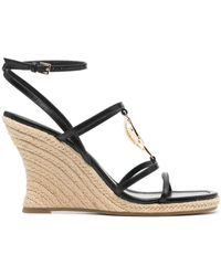 Tory Burch - Double T-motif Leather Sandals - Lyst